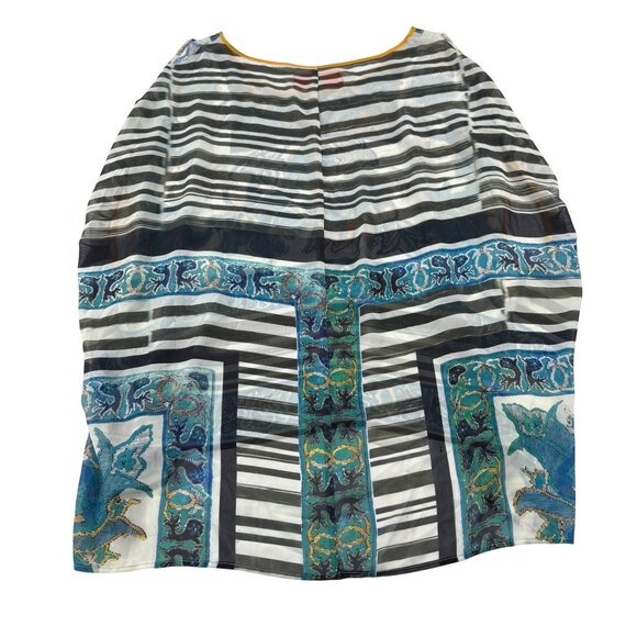 Clover Canyon Womens L Striped Floral Polyester & Silk Blouse - Picture 5 of 6